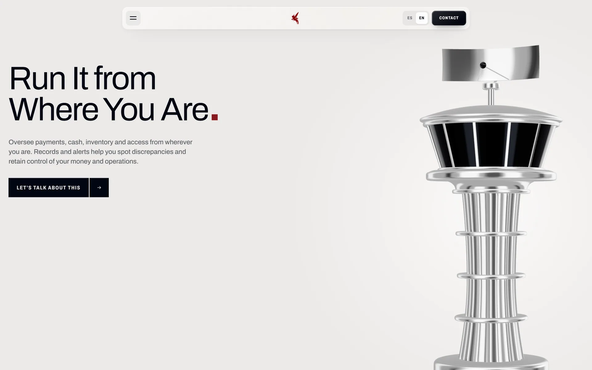 Remote business control page: Run it from where you are, beside a chrome control tower.